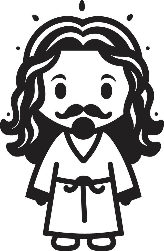 Eternal Grace Cute Jesus Redeeming Presence Black vector