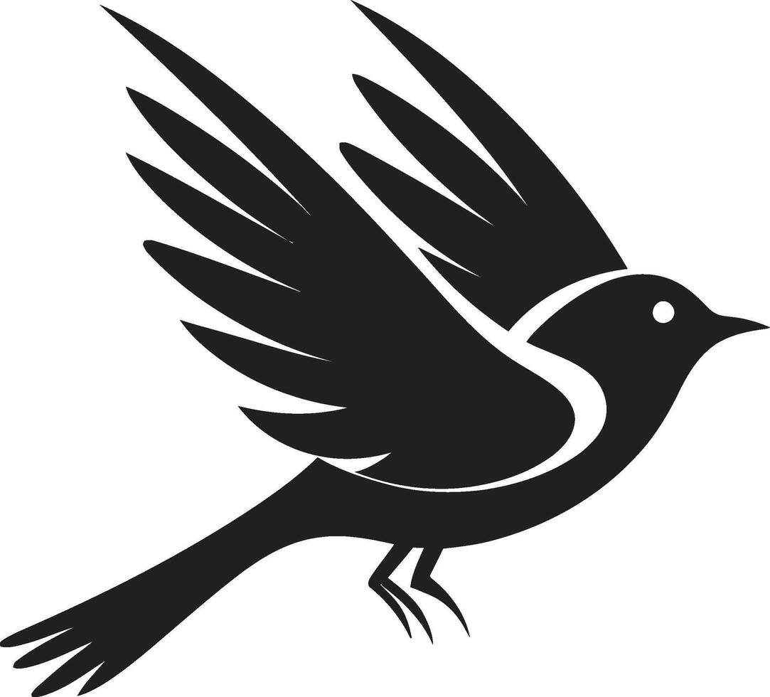 Whimsical Winged Charm Black ic Aerial Euphoria Cute Flying Bird vector