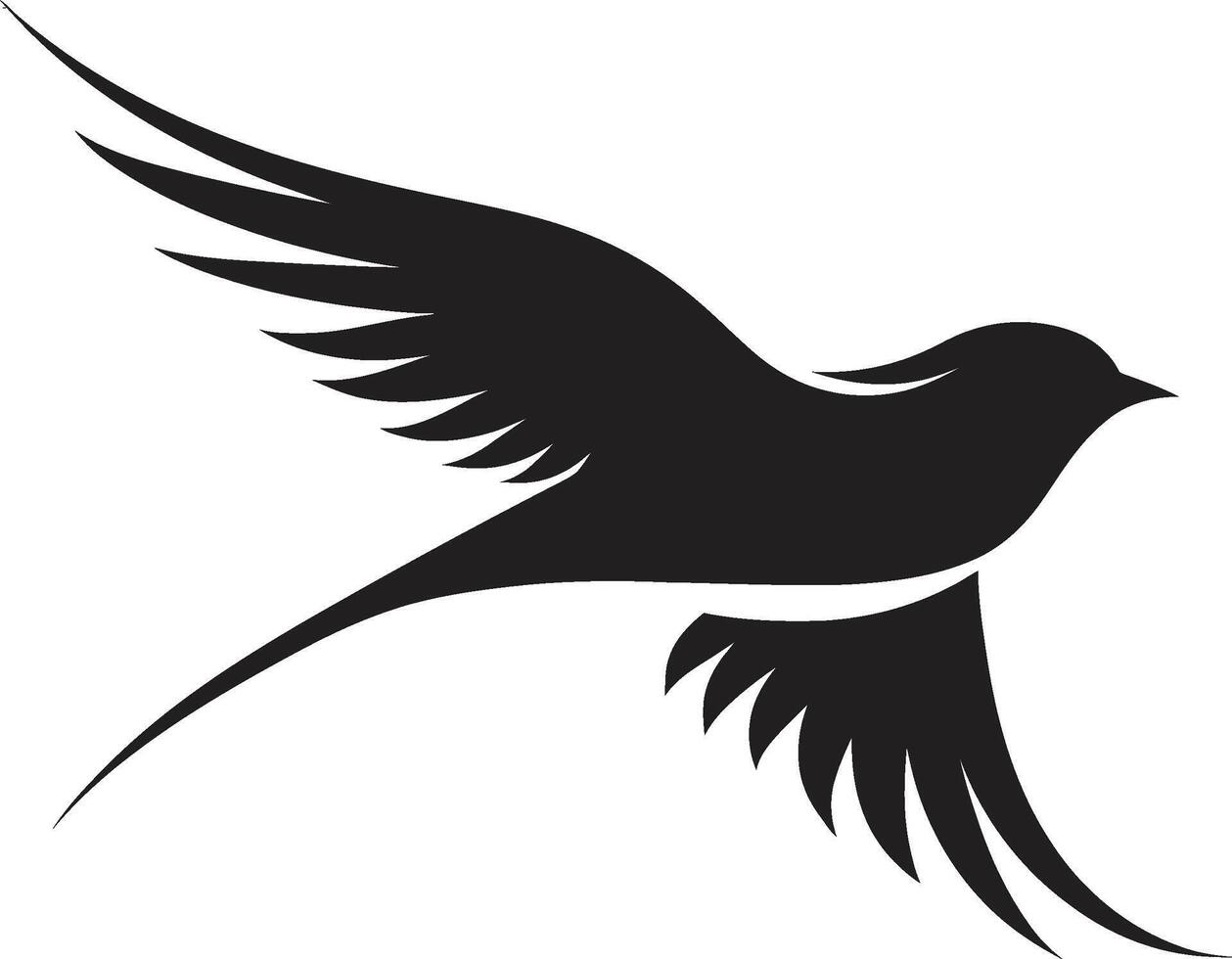 Graceful Avian Soar Black Elegant Flight Fantasia Cute Bird vector