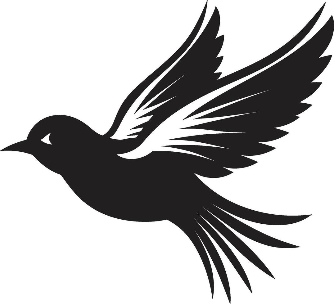 Skyward Euphoria Flying Bird in Black Flight of Fancy Cute Black Bird vector