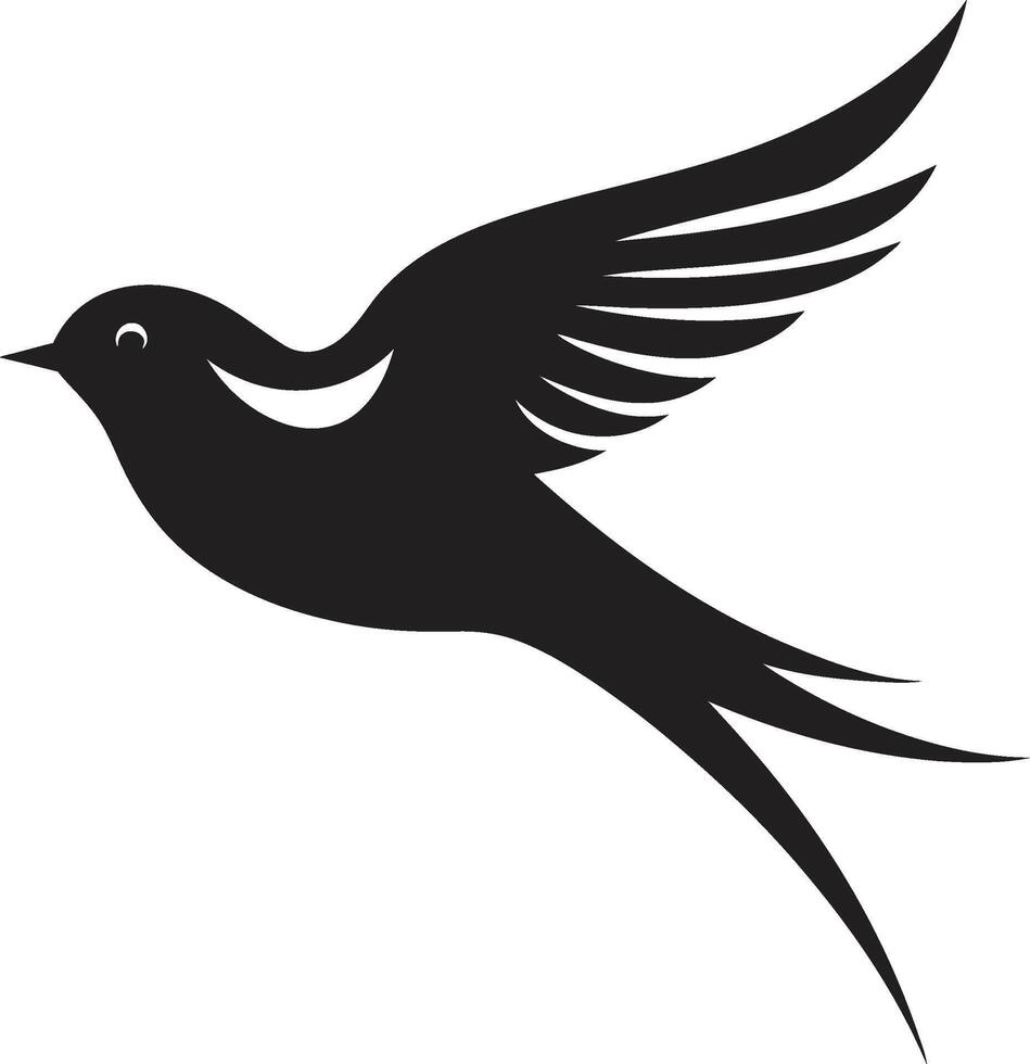 vuelo de lujoso linda negro pájaro elevado gracia pájaro ic vector