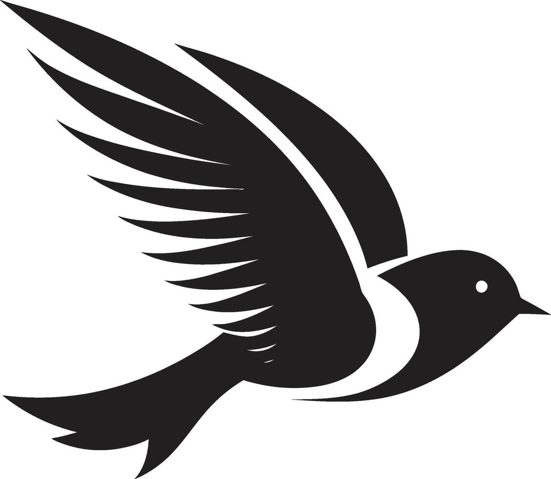 Upward Majesty Cute Bird Skyward Euphoria Flying Bird in Black vector