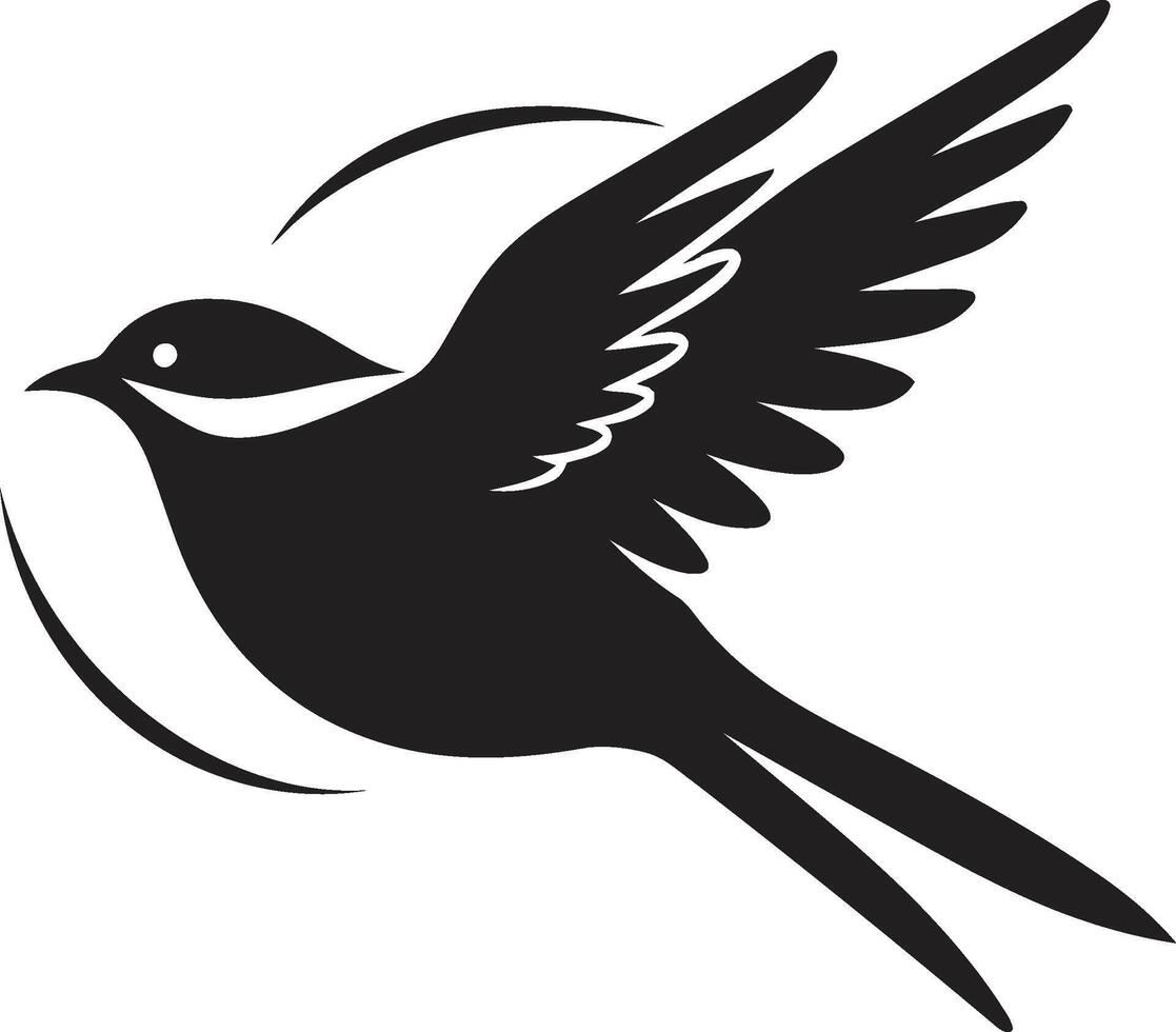 Graceful Winged Soar Black Whimsical Flight Elegance Cute Bird vector