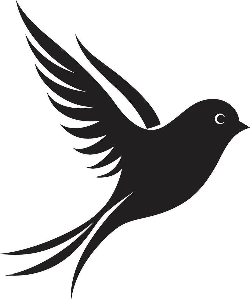 Whimsical Winged Soar Black Bird Radiant Flight Charm Cute Black vector