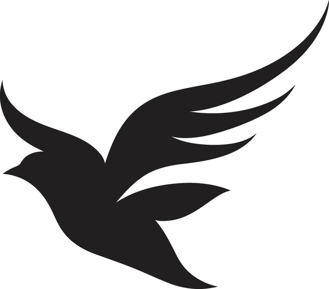 Harmonious Soar Cute Flying Bird Airborne Whimsy Black Bird vector