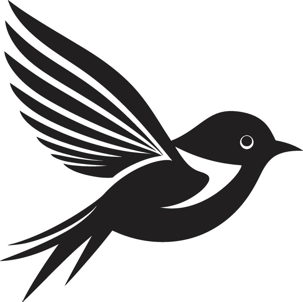 Upward Avian Elegance Black Chirpy Winged Grace Cute Bird vector