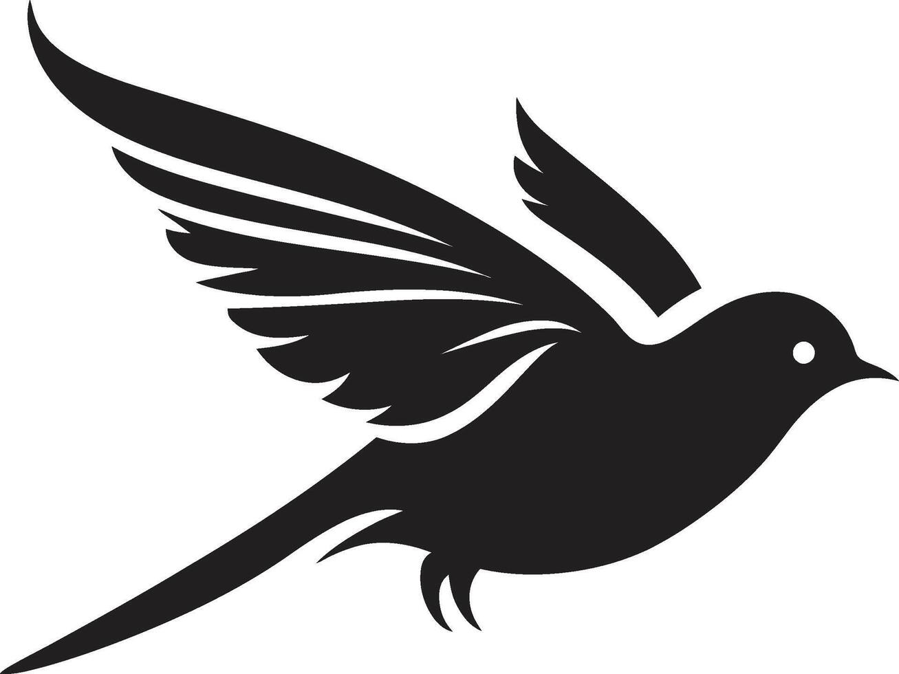 Upward Feathered Fantasia Cute Bird Chirpy Flight Grace Black vector