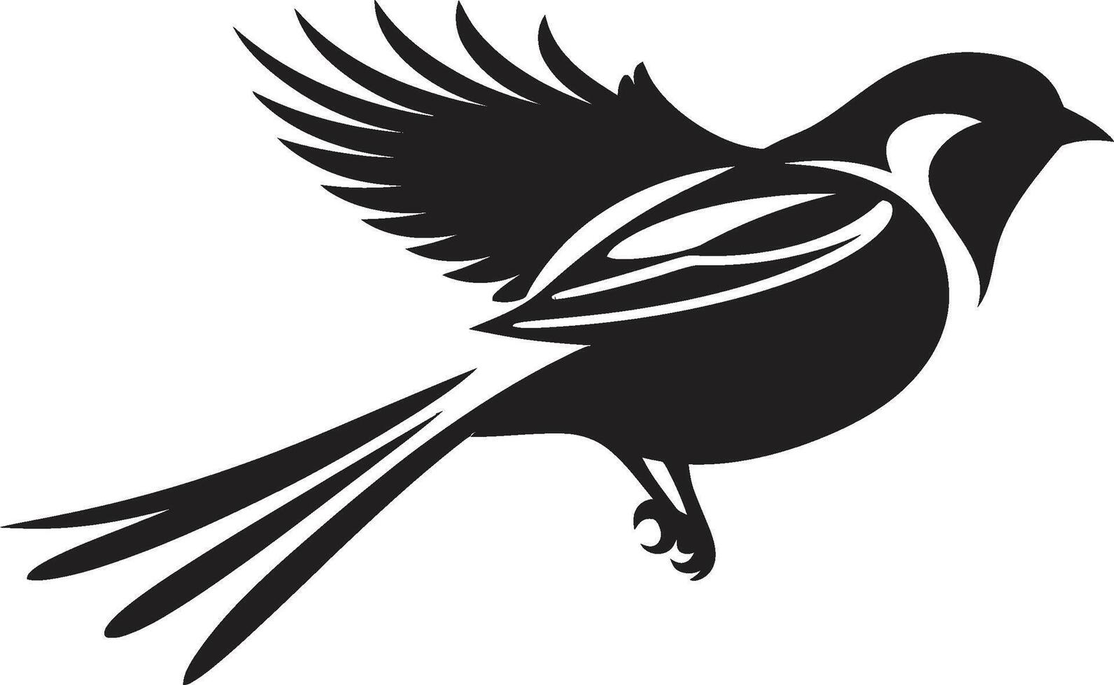 Majestic Feathered Grace Black Aerial Flight Euphoria Cute Bird vector