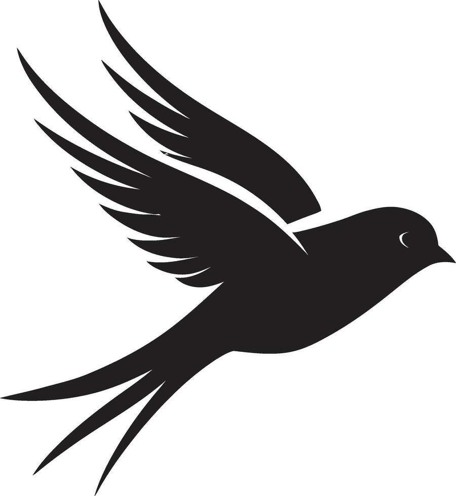 Skyward Feathered Charm Elegant Flight Euphoria Cute Black Bird vector
