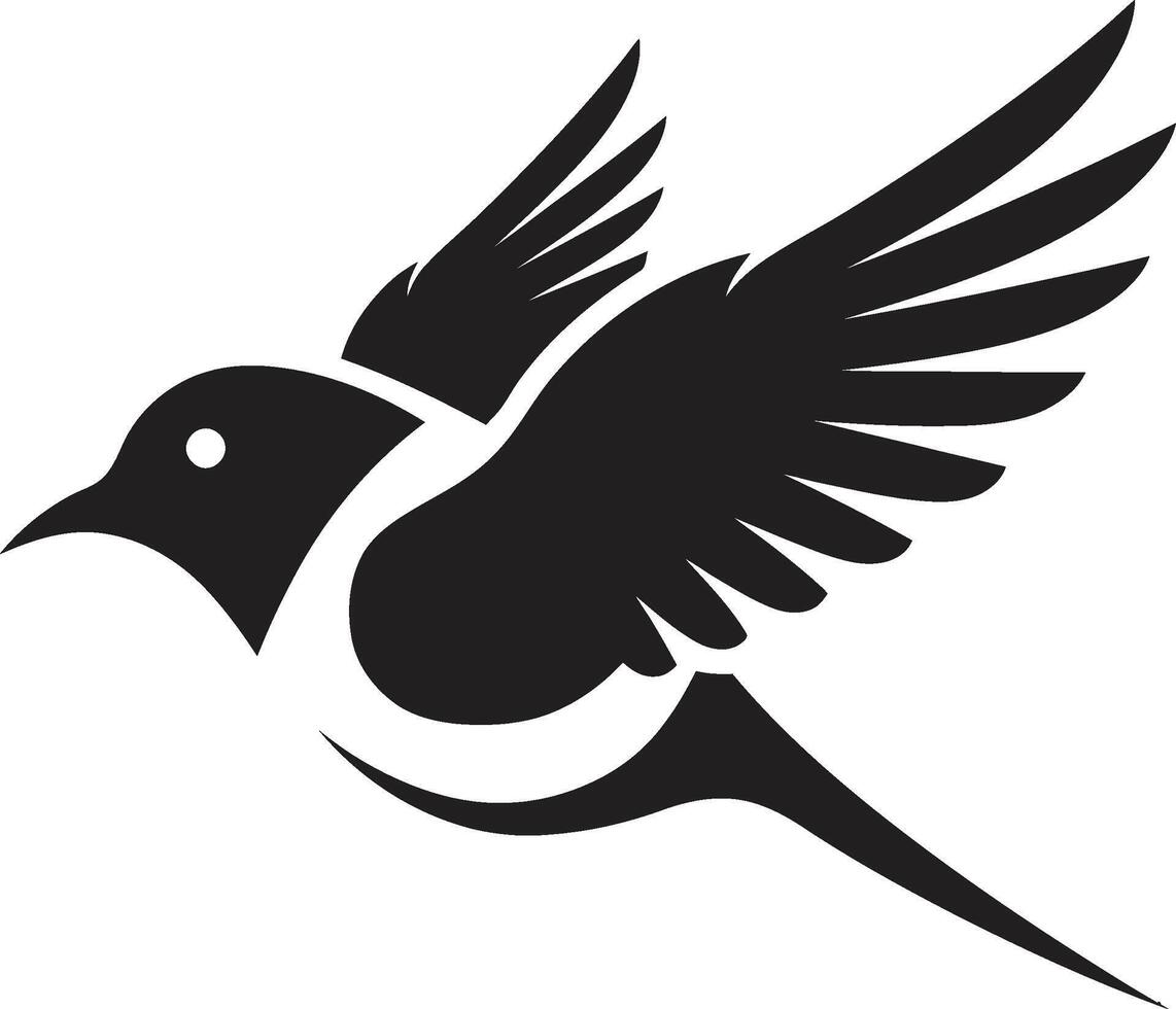 Dynamic Ascend Flying Bird in Black Fluttering Elegance Cute Black Bird vector