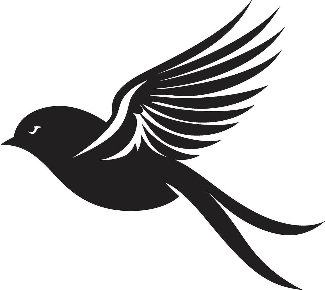 Feathered Elegance Flying Bird in Black Aerodynamic Joy Cute Black Bird vector