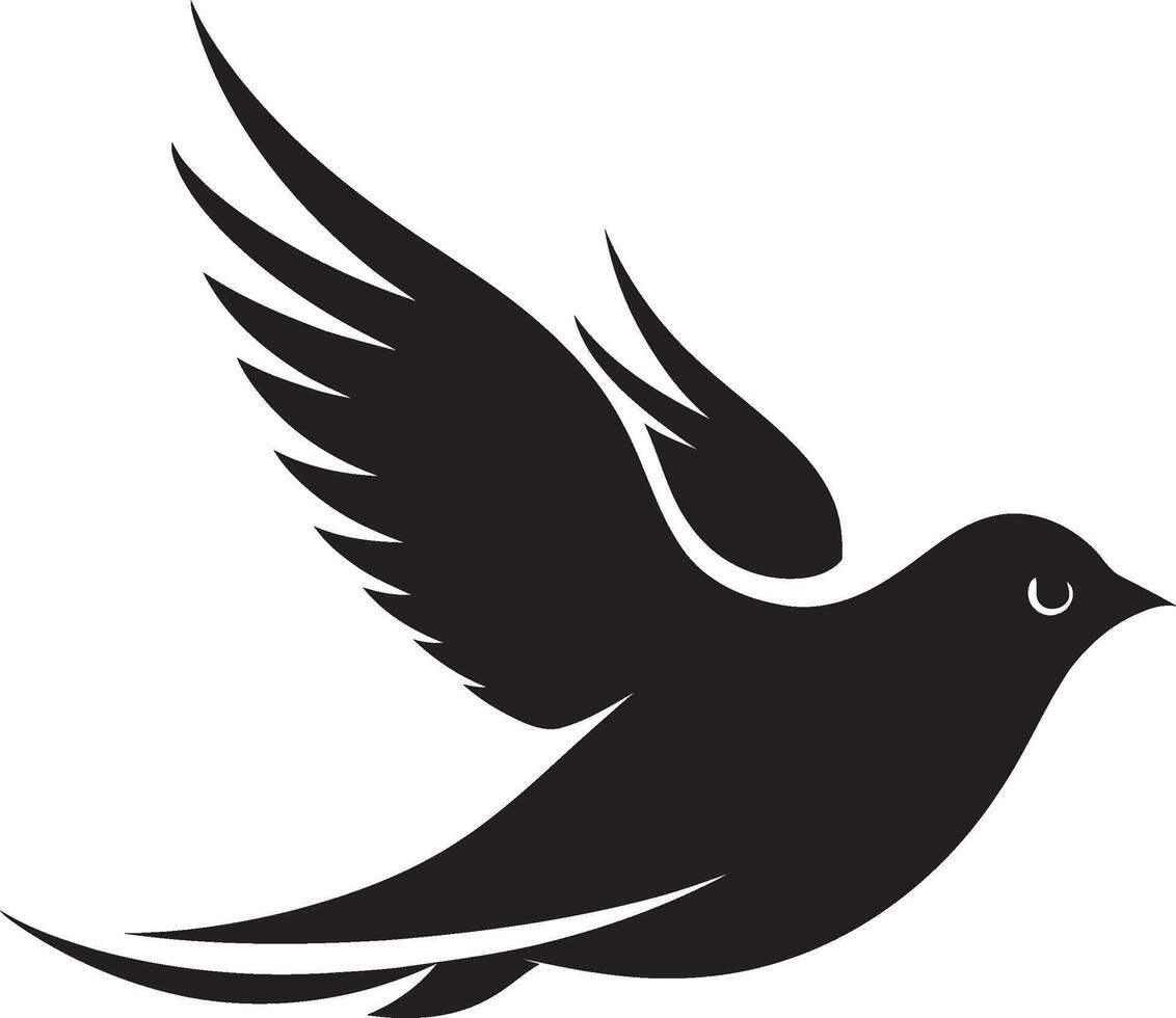 Skyward Serenade Cute Black Bird Elevated Euphoria Flying Bird vector