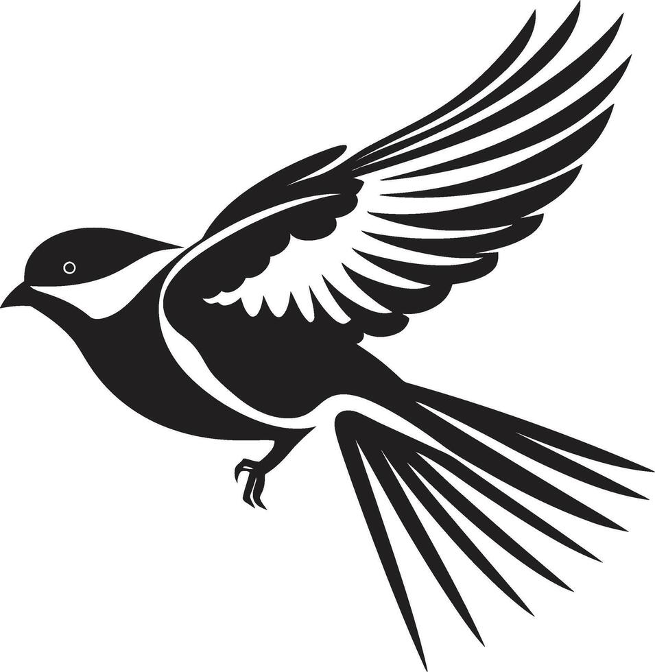 Fluttering Freedom Black Bird Majestic Soar Cute Flying Bird vector