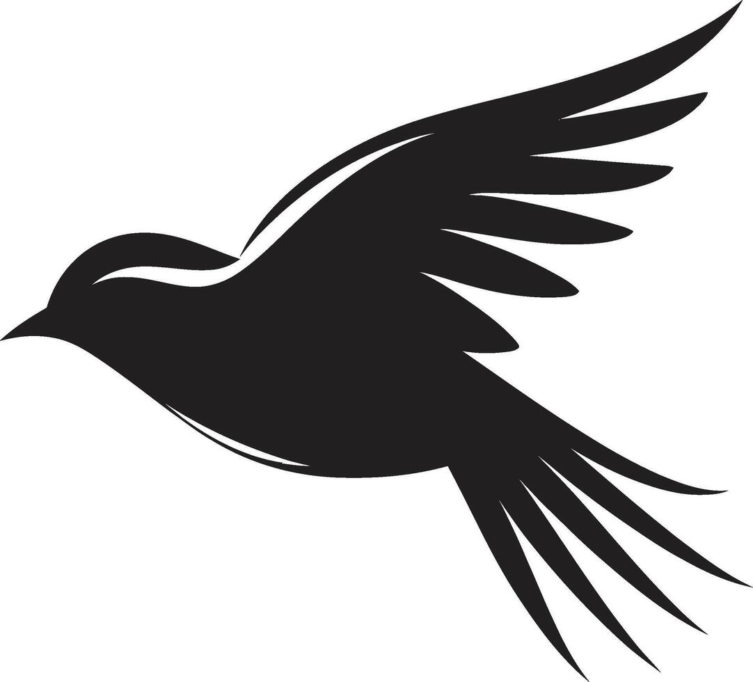 Aerial Harmony Black Bird Dynamic Ascend Flying Bird in Black vector