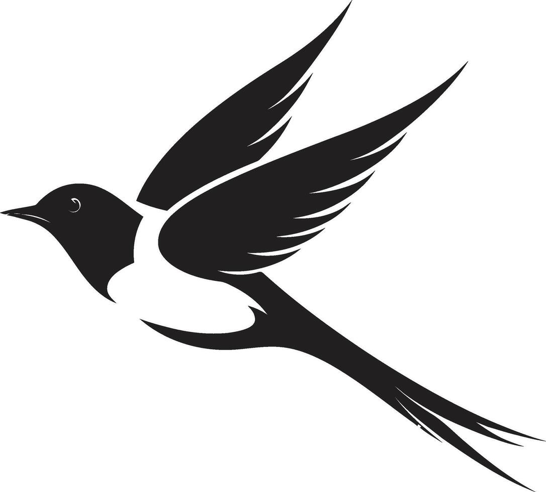 Skyward Soar Cute Black Bird Aerodynamic Charm Flying Bird vector