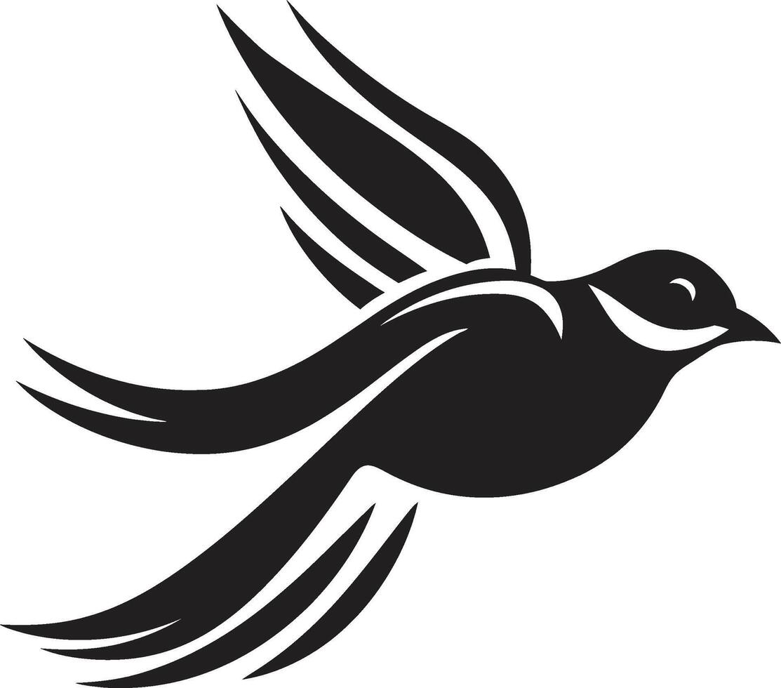 Dynamic Soar Cute Flying Bird Graceful Ascend Black Bird vector