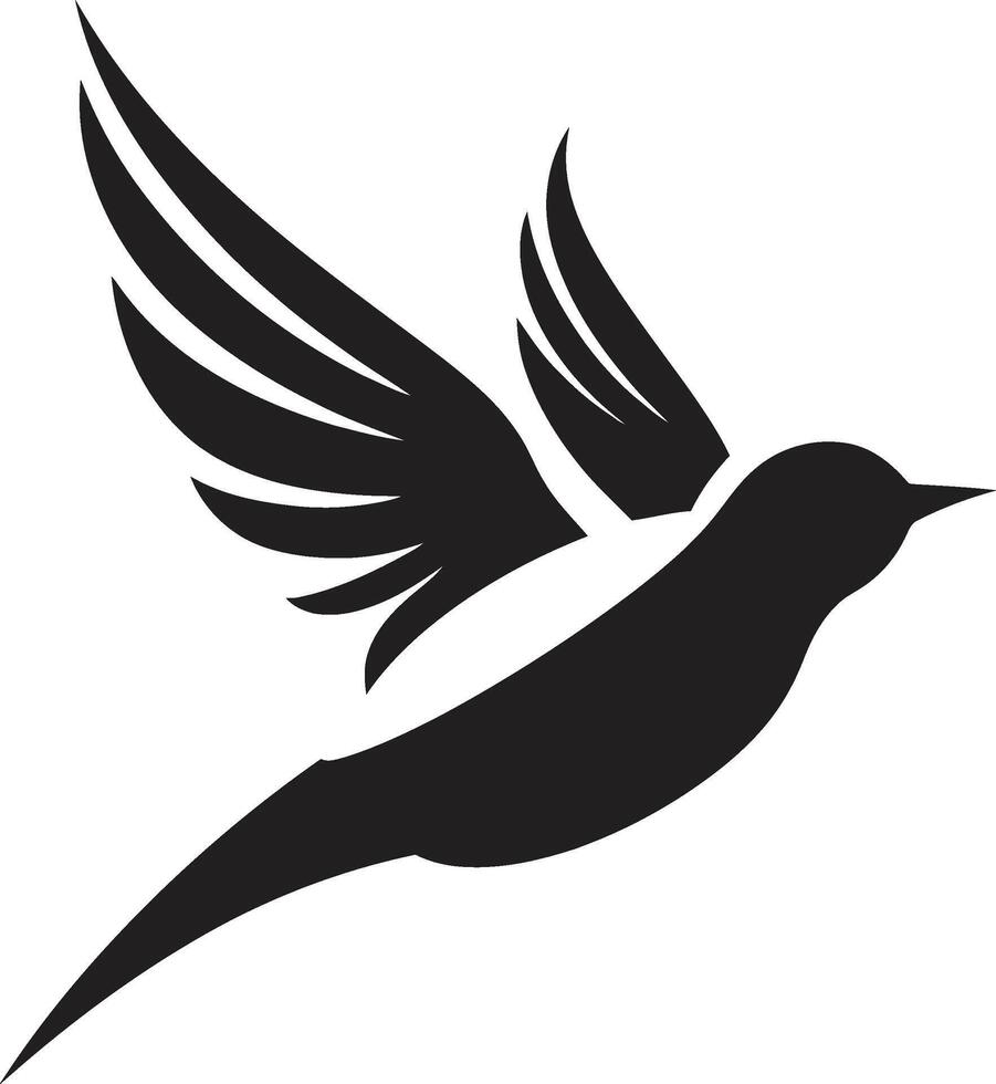 Fluttering Grace Black Bird Skyward Serenity Cute Flying Bird vector