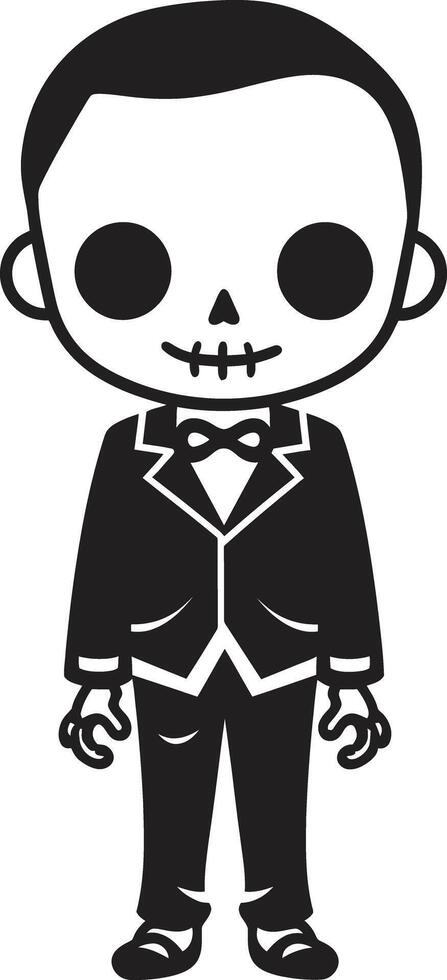 Whimsical Skeletal Pose Bird Endearing Skeletal Friend Black vector