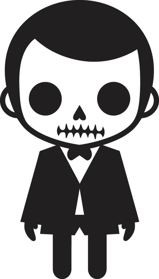 Chirpy Skeleton Pose Cute Energetic Skeletal Buddy Black vector