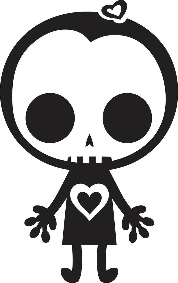 Radiant Bone Pose Cute Full Body Friendly Skeleton Charm Black vector