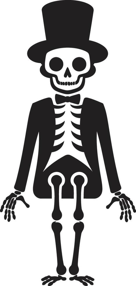 Energetic Skeletal Charm Cute Quirky Bone Black vector