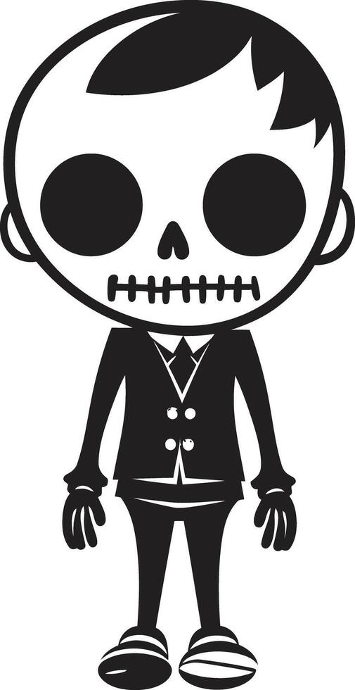 Playful Skeletal Mascot Cute ic Charming Bone Structure Black vector