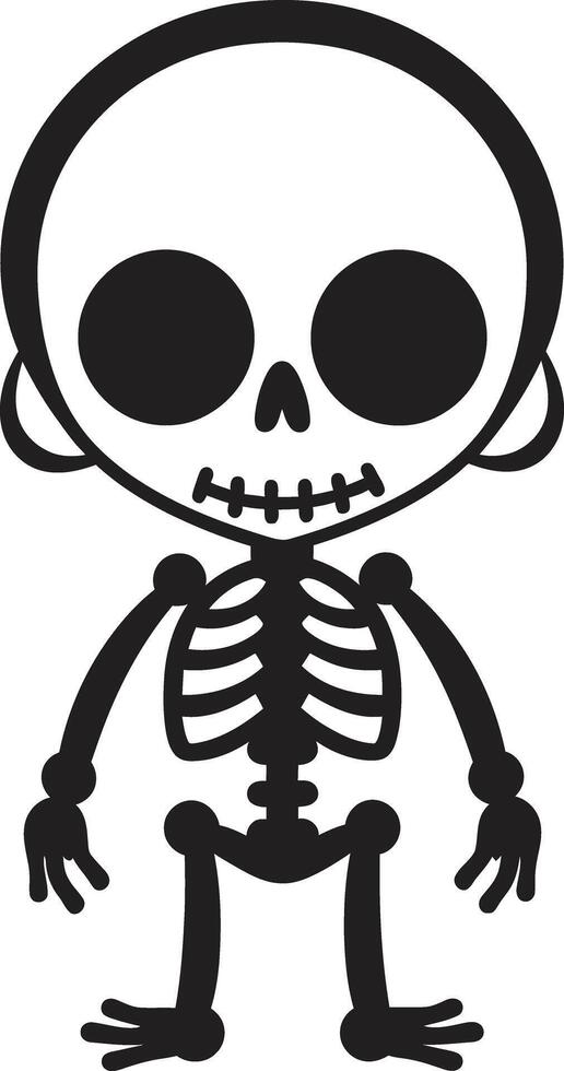 Playful Skeletal Companion Cute Bird Quirky Bone Pose Black vector