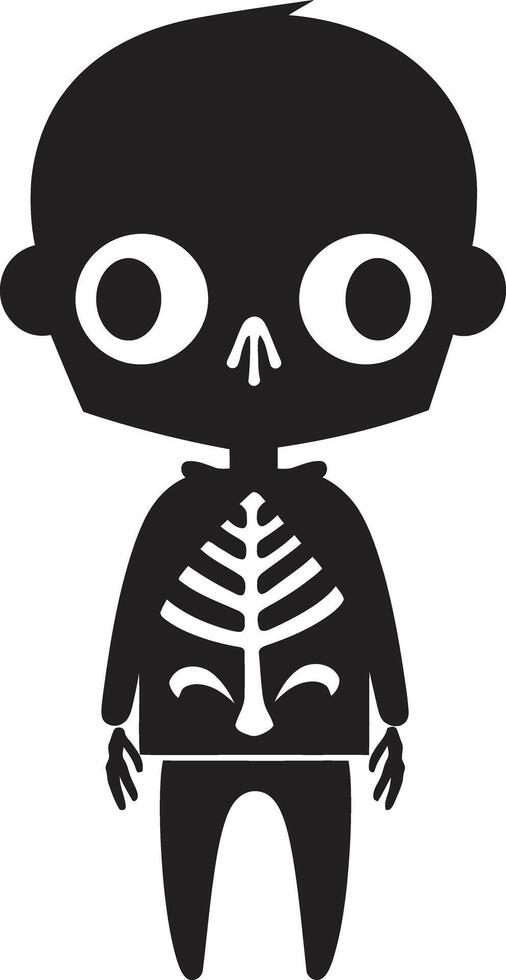 Playful Skeleton Charm Black Cartoonish Bone Buddy Cute vector