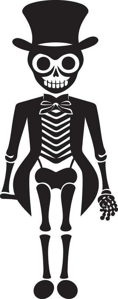 Chirpy Skeleton Pose Cute Adorable Skeletal Charm Black Bird vector