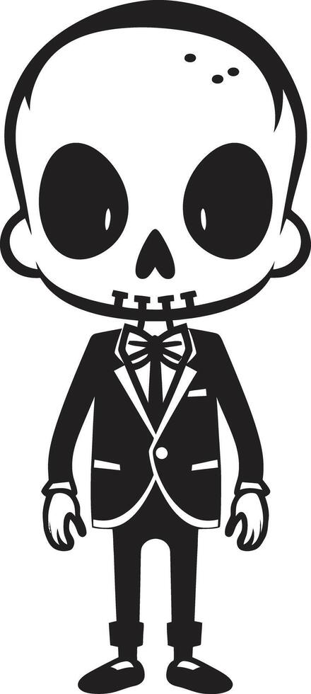 Cartoonish Bone Charm Black Lovable Skeleton Presence Full Body vector