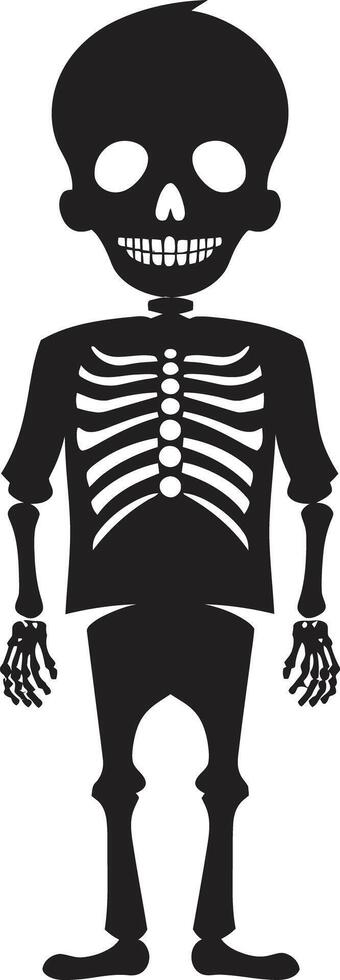 Charming Skeletal Pose Black Energetic Bone Formation Cute vector