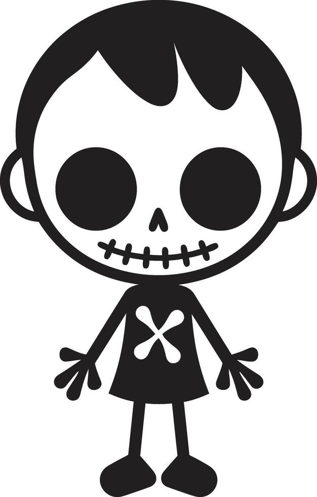 Radiant Skeleton Embrace Cute Playful Skeletal Black vector