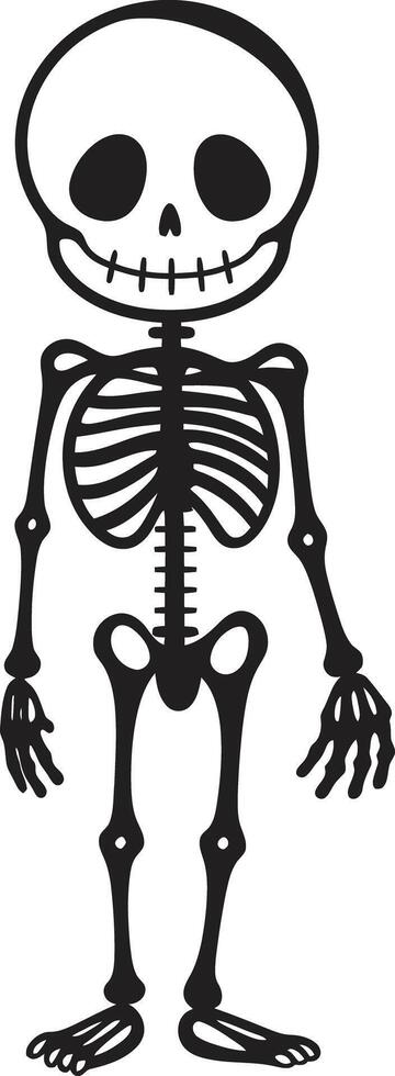 Cheerful Skeleton Character Full Body Cuddly Bone Structure Cute Skeleton vector