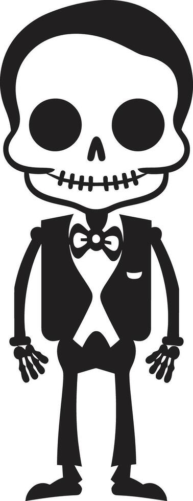 Charming Bone Arrangement Black Playful Skeletal Character Full Body vector