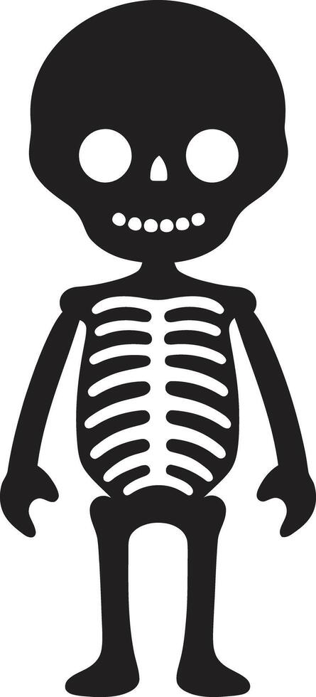 Cartoon Skeleton Friend Black Playful Skeletal Stance Full Body vector