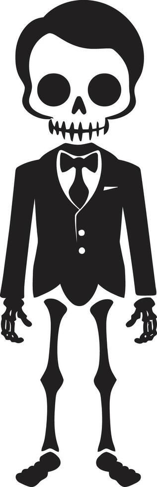 Energetic Bone Arrangement Cute Silly Skeleton Character Black vector