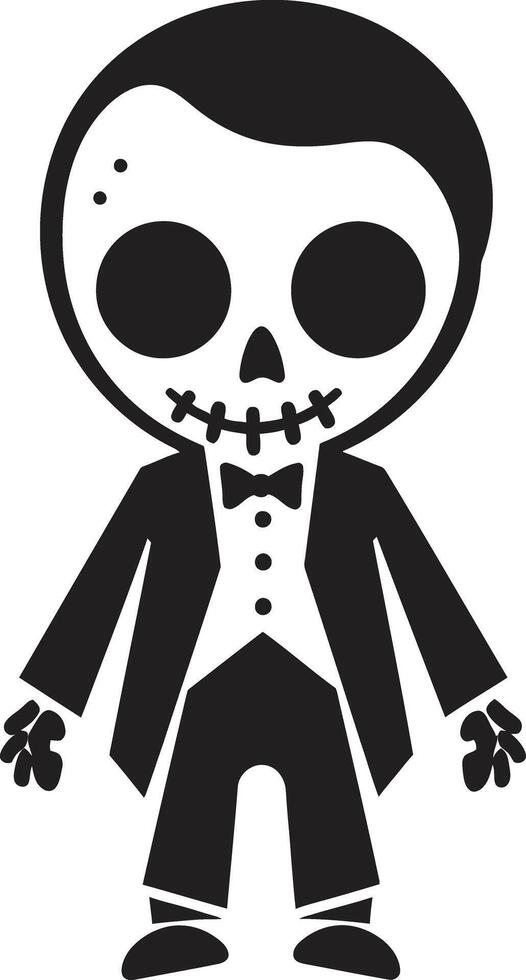 Cartoonish Skeleton Friend Black Playful Skeletal Ensemble Full Body vector