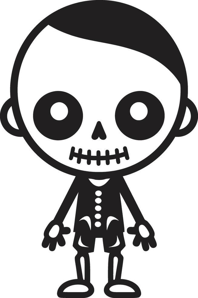 Silly Skeletal Buddy Black Cartoonish Skeleton Full Body Black vector