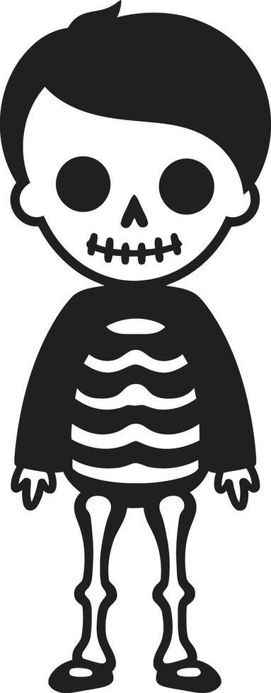 Adorable Skeletal Pose Cute Quirky Skeleton Charm Black vector