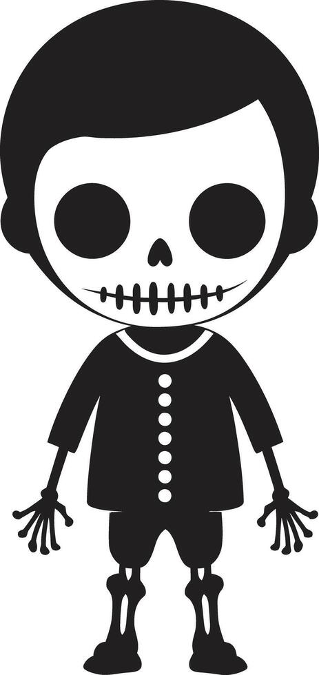 Quirky Skeleton Charm Black Friendly Skeletal Figure Full Body vector