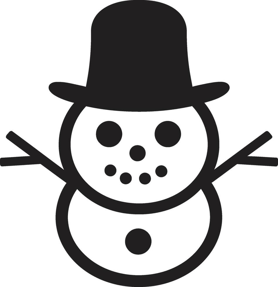 Cheerful Frosty Charm Black Snowman Snowy Whimsical Joy Cute vector