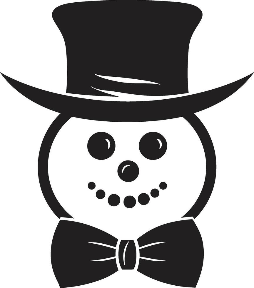 Snowy Whimsical Delight Black Frosty Flakes of Joy Cute Snowman vector