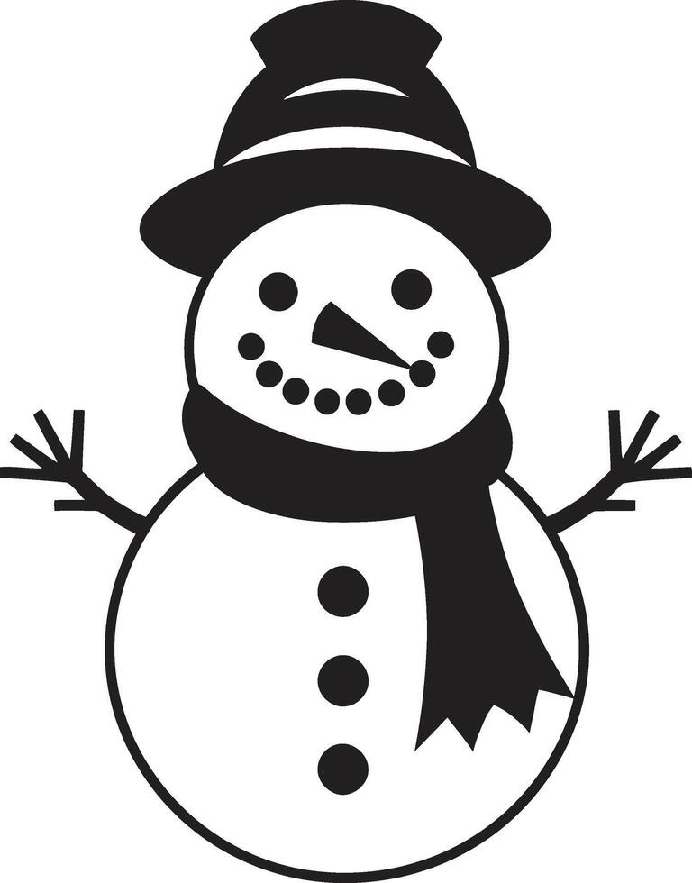 Charming Snowman Delight Cute Adorable Snowy Embrace Black vector