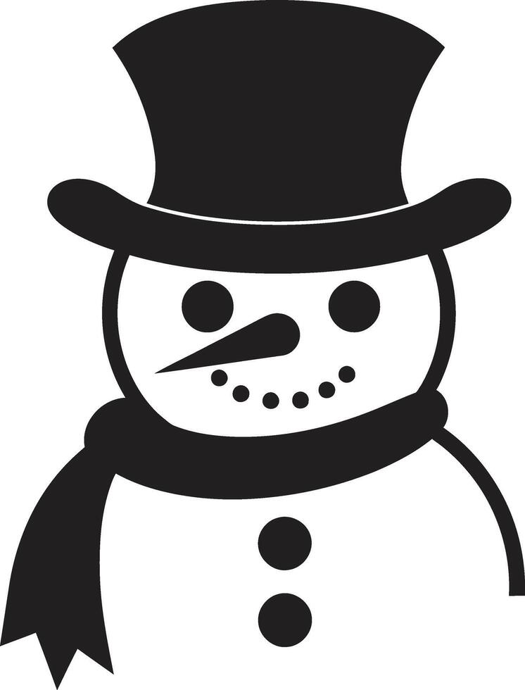 Snowflake Serenade Cute Snowman Playful Snowy Serenity Black vector