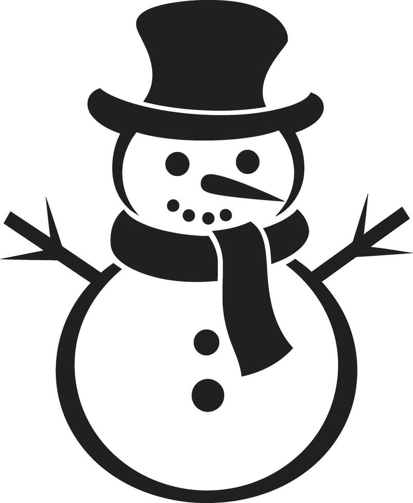 Playful Snowy Serenity Cute Charming Snowman Wonder Black vector