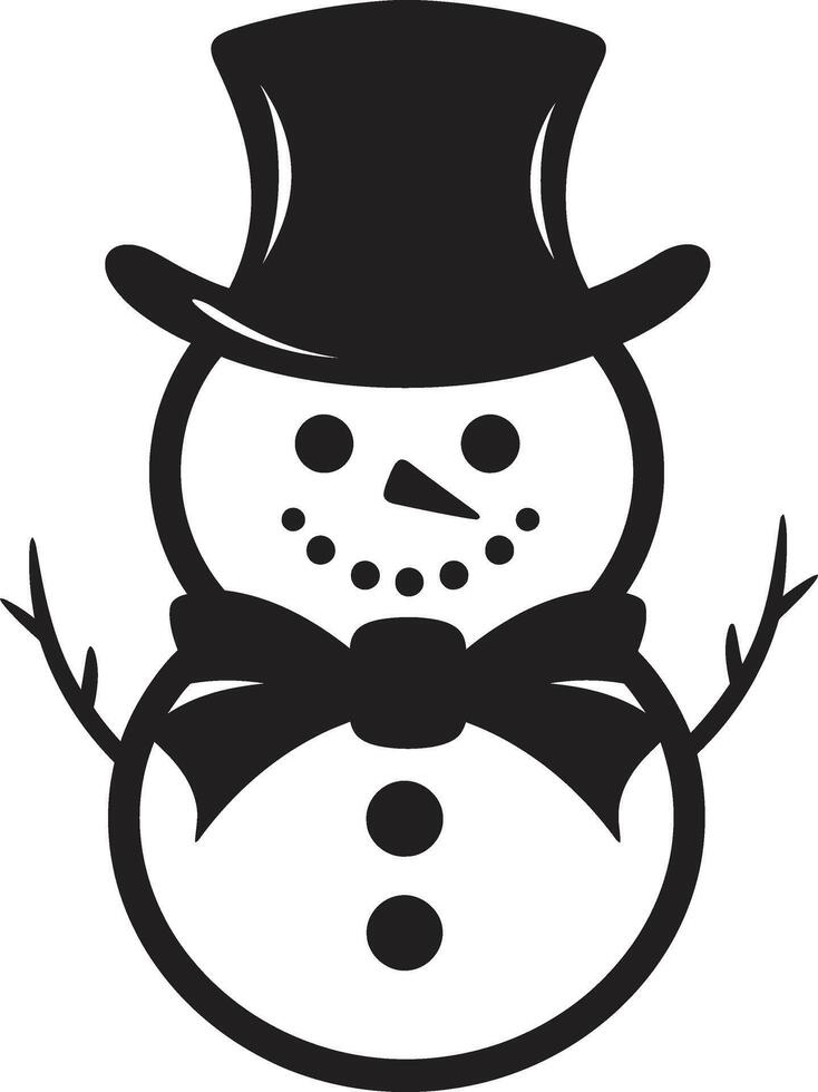 Snowflake Serenity Cute Icy Snowman Joy Black vector