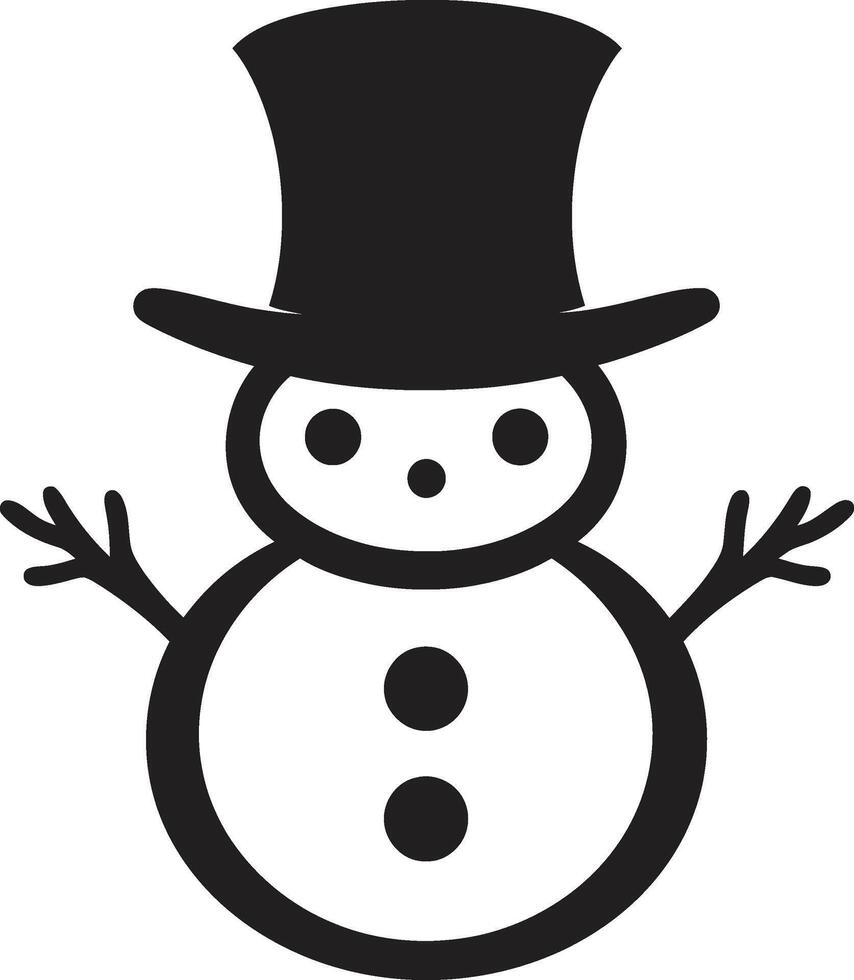 Snowy Whimsical Charm Cute Frosty Flakes of Joy Black Snowman vector