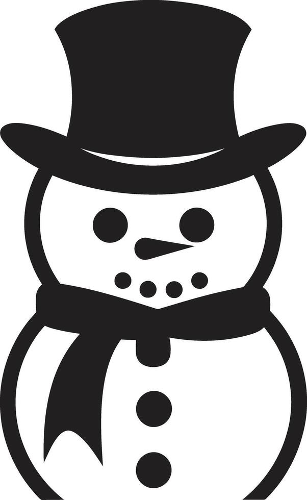 Snowy Delight Cute Snowman Charming Snow Sculpture Black vector