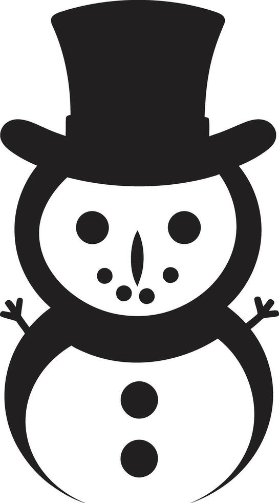Snowflake Serenade Cute Snowman Playful Frosty Charm Black vector