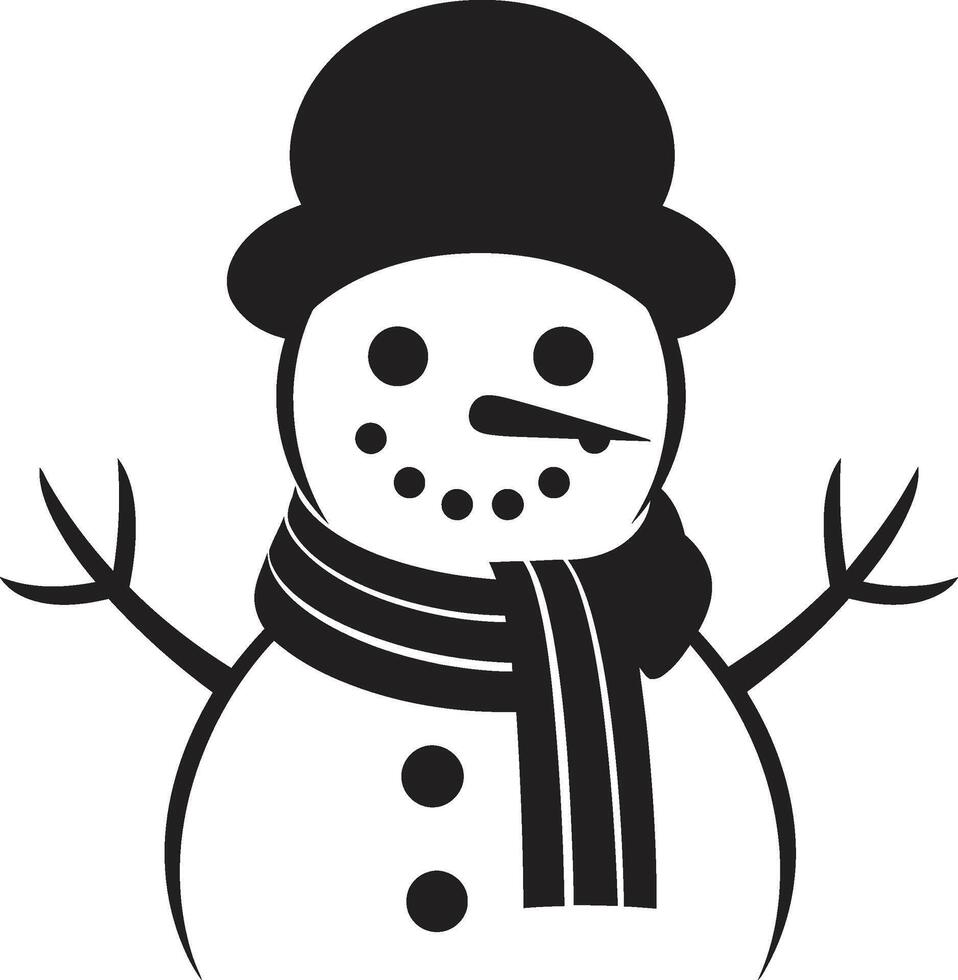 Cheery Snow Sculpture Cute Winter Whimsy Black vector